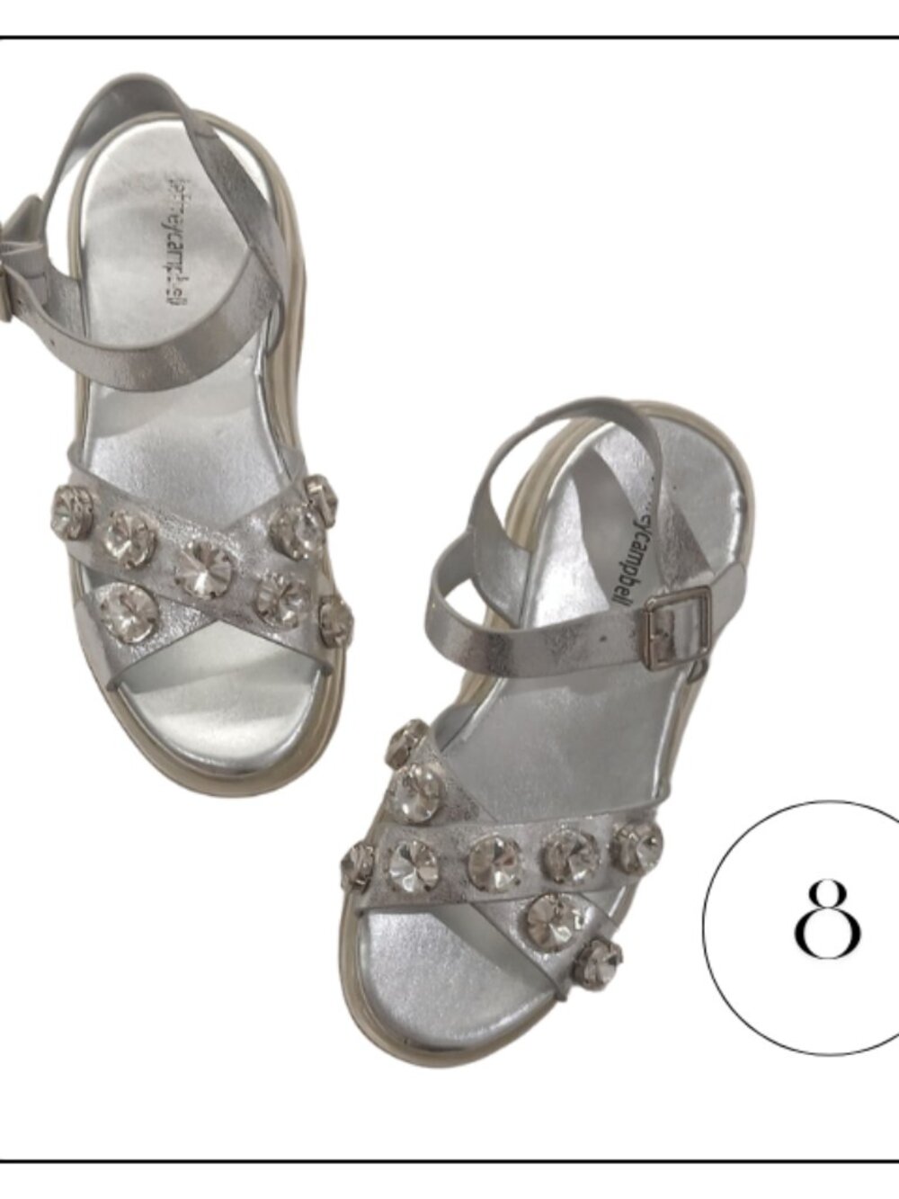 Jeffrey Campbell Silver Jeweled Strappy Platform Sandals